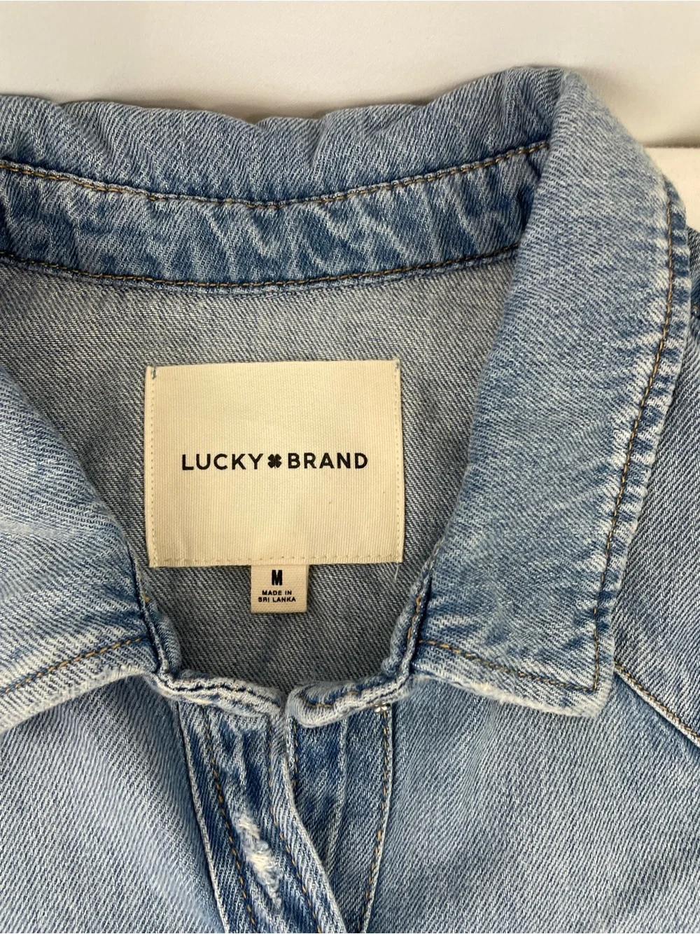 Lucky Brand Denim Western Shirt Medium Snap Button Chambray Jean Top NWT - Picture 8 of 11